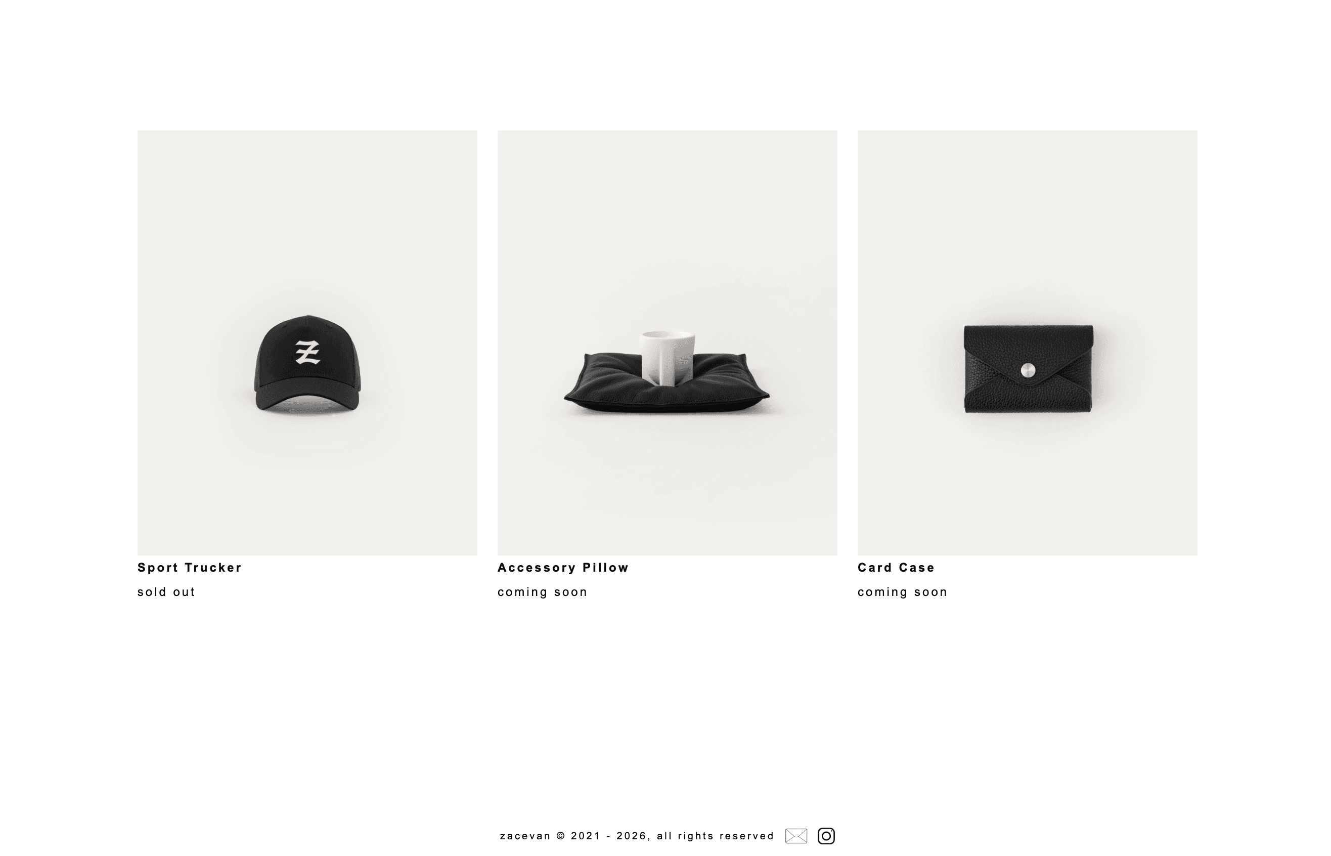 Zac Evan shop grid featuring the leather goods collection